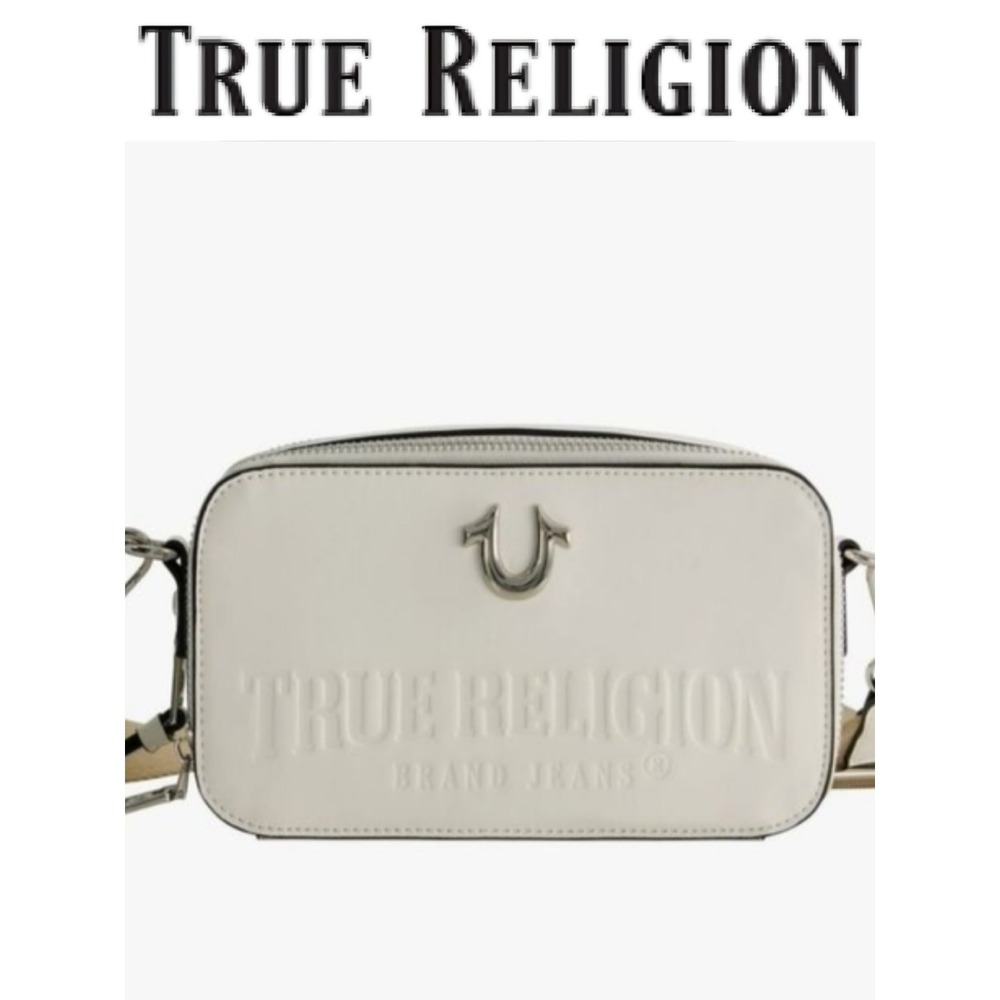 True Religion Logo Camera Crossbody Bag- White